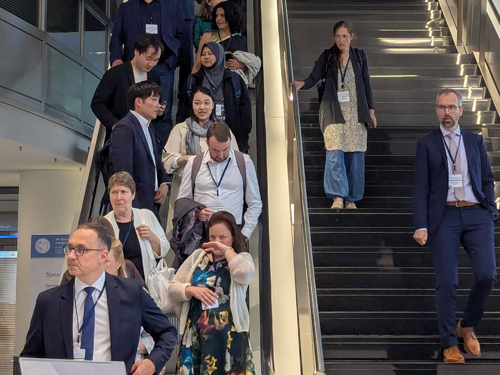 people using the stairs
